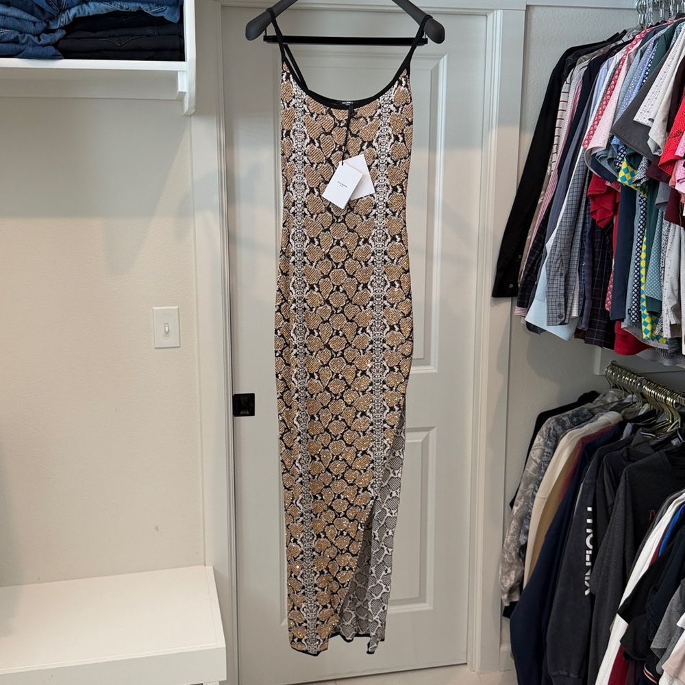 Balmain Sequin Python Knit Party Dress